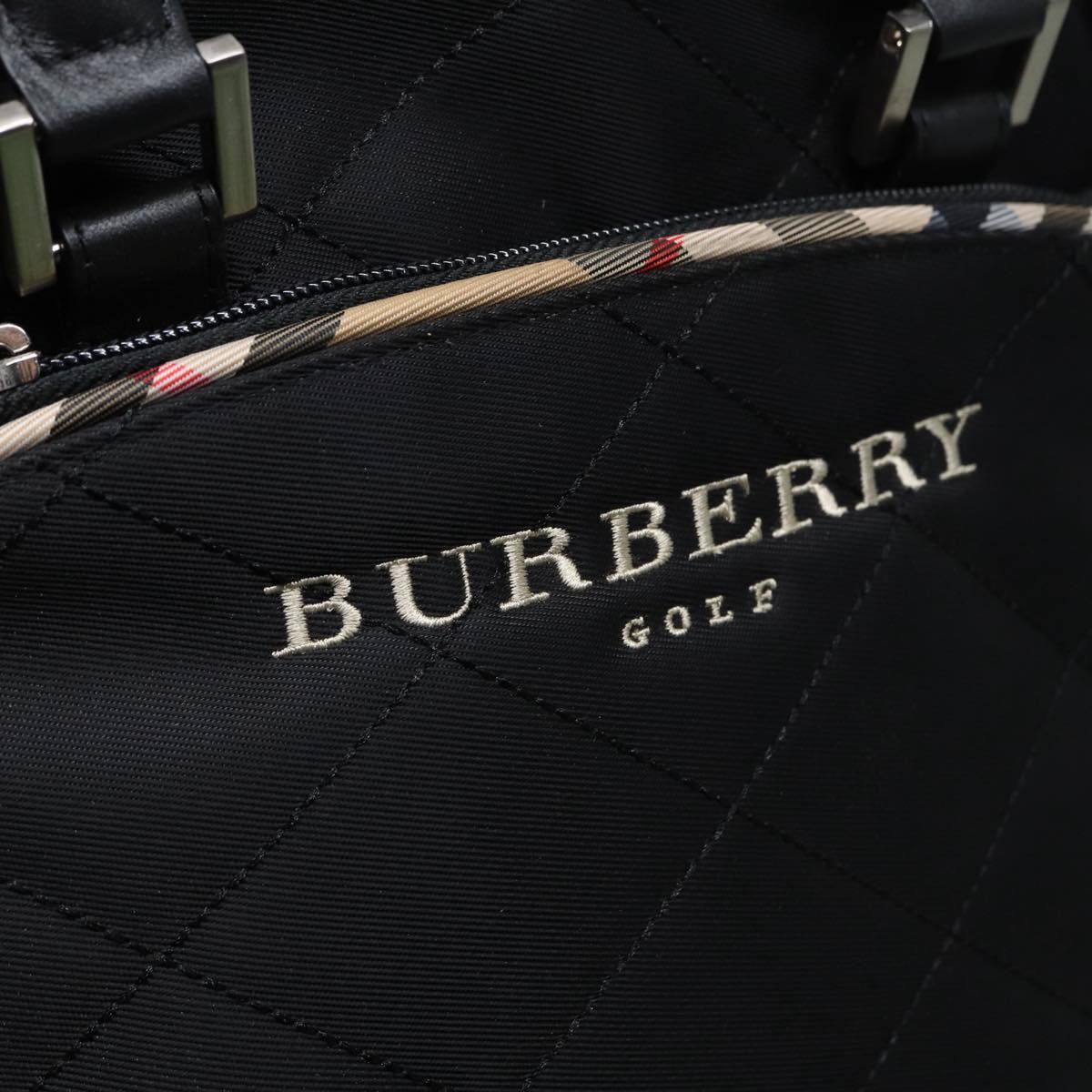 BURBERRY Hand Bag Nylon Black Silver Auth ti2024