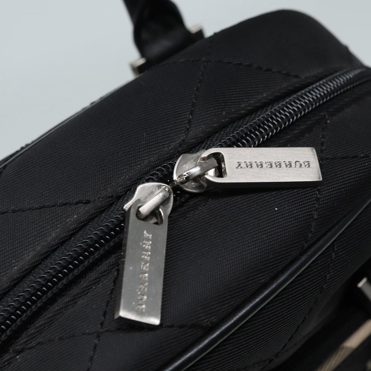 BURBERRY Hand Bag Nylon Black Silver Auth ti2024