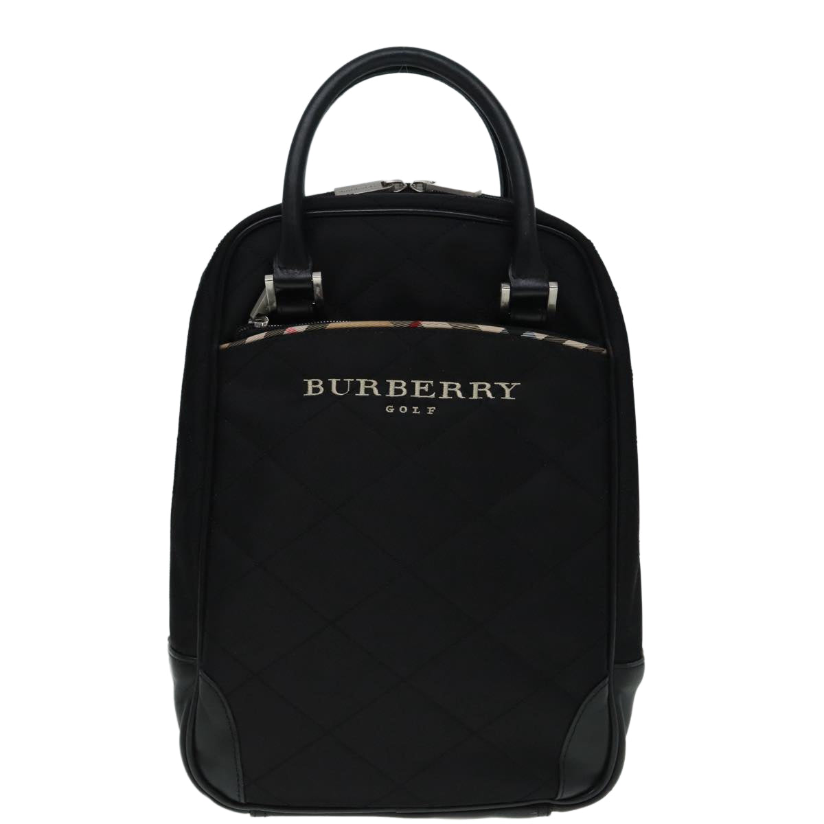 BURBERRY Hand Bag Nylon Black Silver Auth ti2024