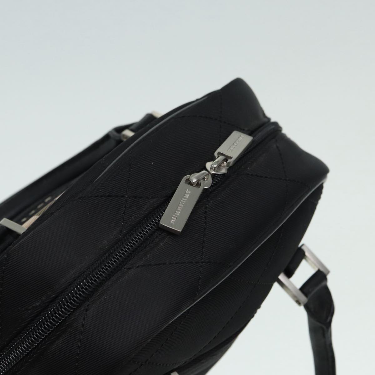 BURBERRY Hand Bag Nylon Black Silver Auth ti2024