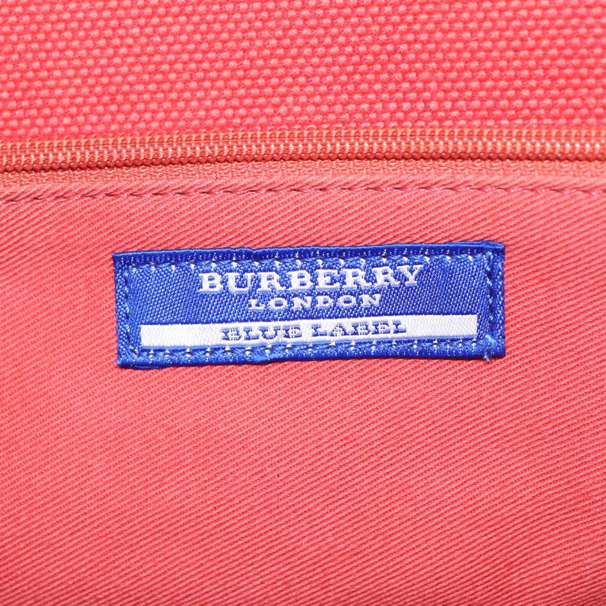 BURBERRY Blue Label Hand Bag Canvas Leather Orange Brown Auth ti2027