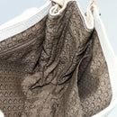 Salvatore Ferragamo Gancini Shoulder Bag Leather White Silver Auth ti2028-18