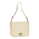 Salvatore Ferragamo Gancini Shoulder Bag Leather White Silver Auth ti2028-1
