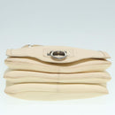 Salvatore Ferragamo Gancini Shoulder Bag Leather White Silver Auth ti2028-9