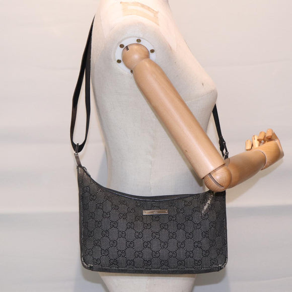 GUCCI GG Canvas Shoulder Bag Gray Silver 35098 Auth ti2032