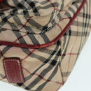 BURBERRY Nova Check Blue Label Shoulder Bag Nylon Beige Red Silver Auth ti2034-9