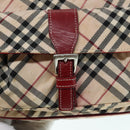 BURBERRY Nova Check Blue Label Shoulder Bag Nylon Beige Red Silver Auth ti2034-10