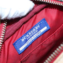 BURBERRY Nova Check Blue Label Shoulder Bag Nylon Beige Red Silver Auth ti2034-18