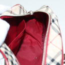 BURBERRY Nova Check Blue Label Shoulder Bag Nylon Beige Red Silver Auth ti2034-19