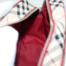 BURBERRY Nova Check Blue Label Shoulder Bag Nylon Beige Red Silver Auth ti2034-20