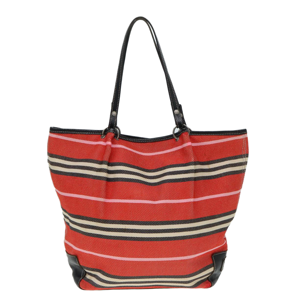 BURBERRY Blue Label Tote Bag Canvas Red Black Auth ti2035