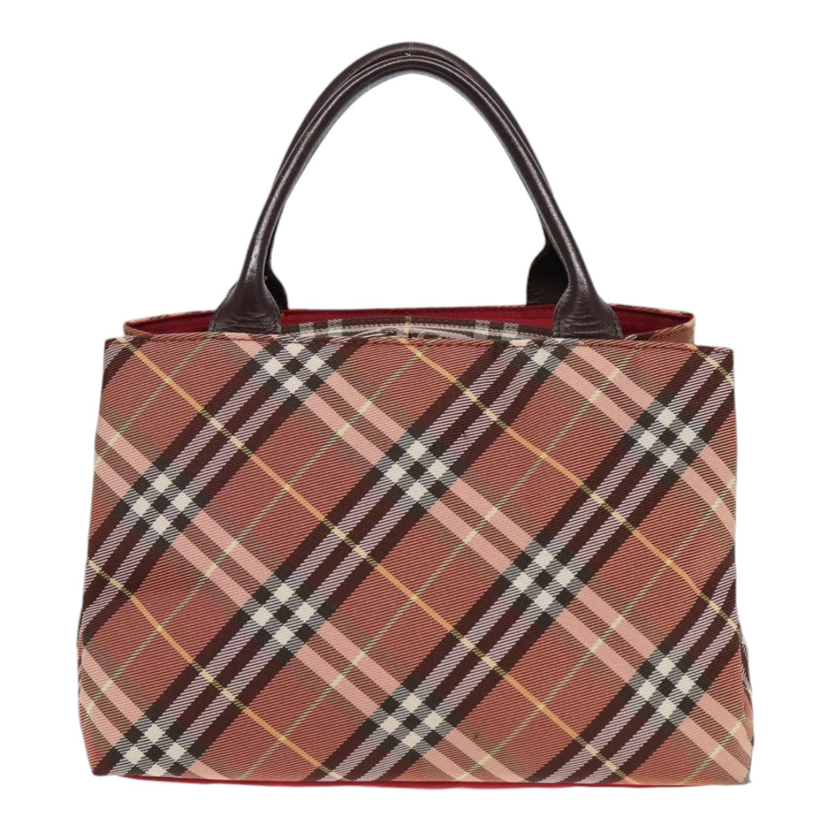 BURBERRY Nova Check Blue Label Hand Bag Nylon Brown Auth ti2040 - 0