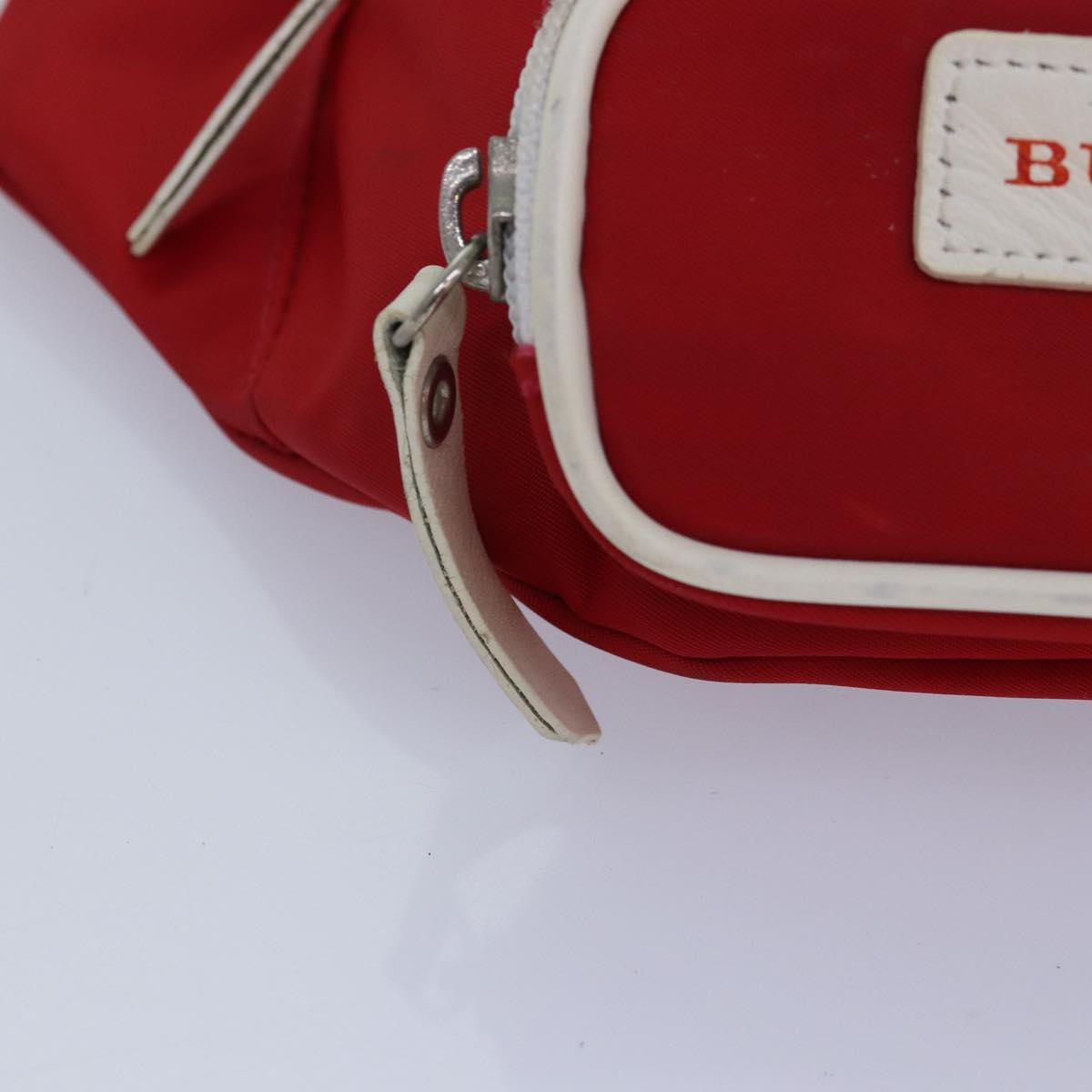 BURBERRY Waist bag Nylon Red Silver Auth ti2041