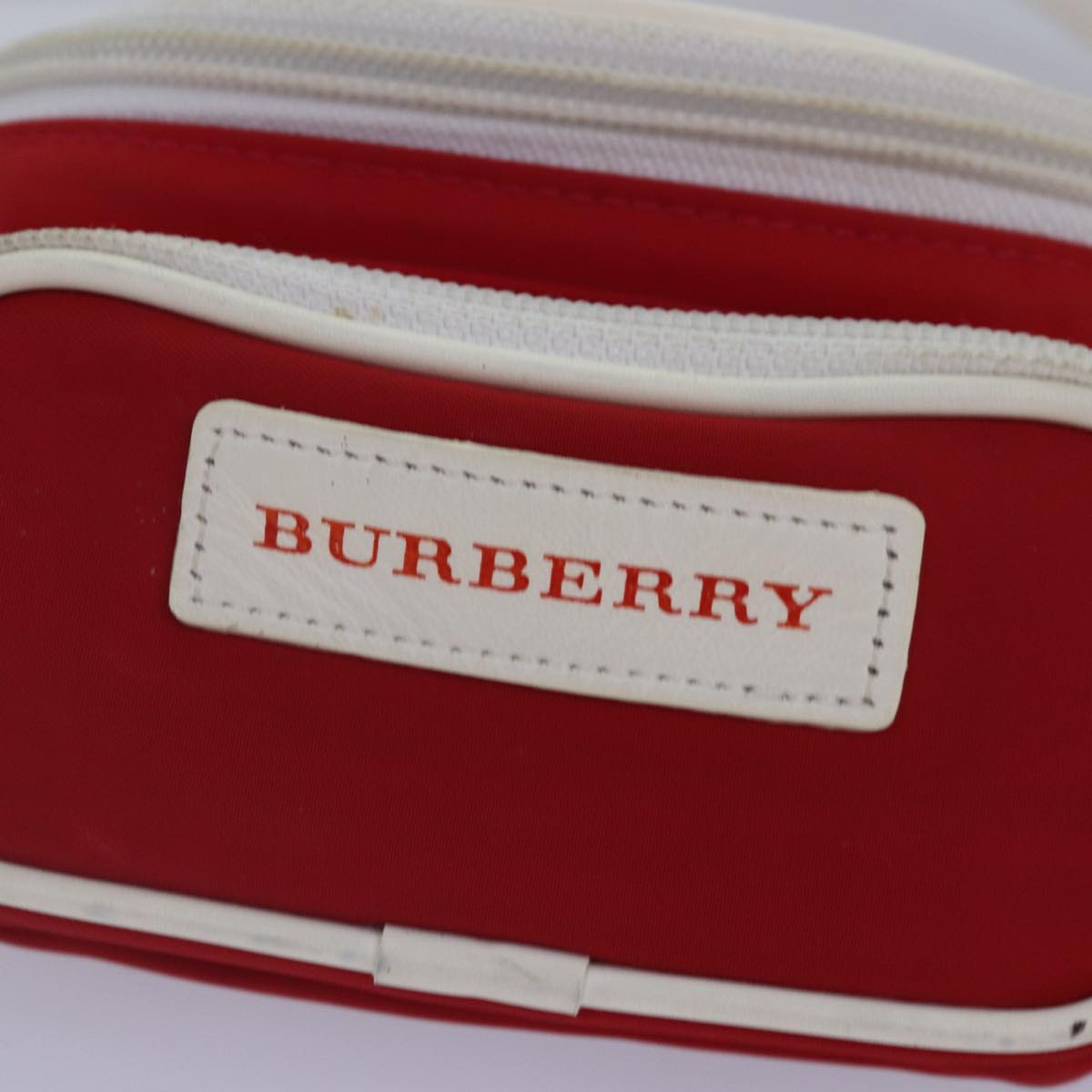 BURBERRY Waist bag Nylon Red Silver Auth ti2041