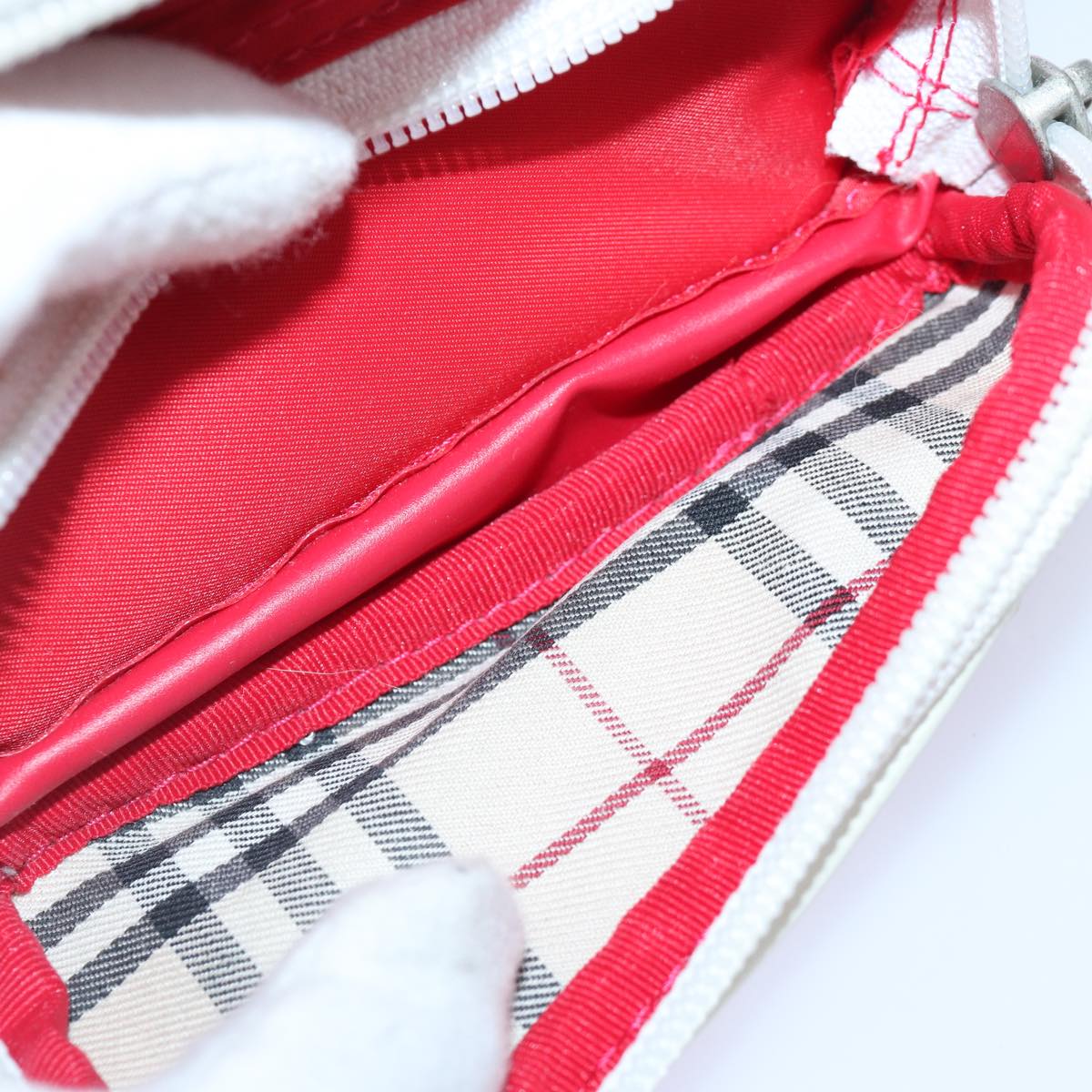 BURBERRY Waist bag Nylon Red Silver Auth ti2041