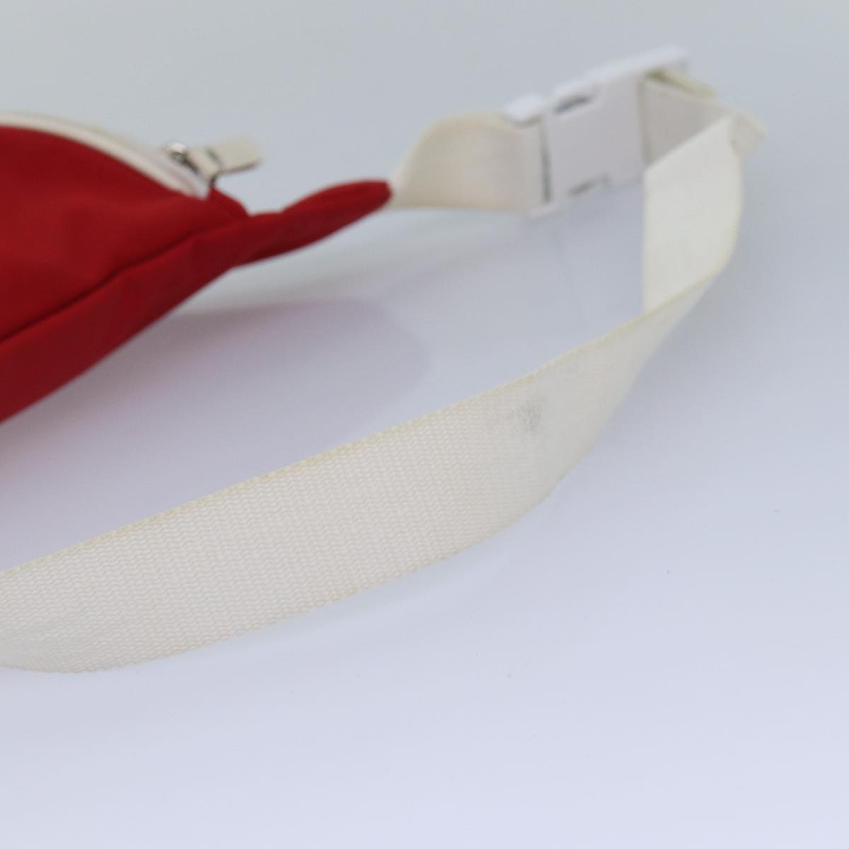 BURBERRY Waist bag Nylon Red Silver Auth ti2041