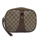 GUCCI GG Supreme Web Sherry Line Clutch Bag PVC Beige Red 89 01 034 Auth ti2044-1