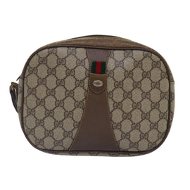 GUCCI GG Supreme Web Sherry Line Clutch Bag PVC Beige Red 89 01 034 Auth ti2044 - 0