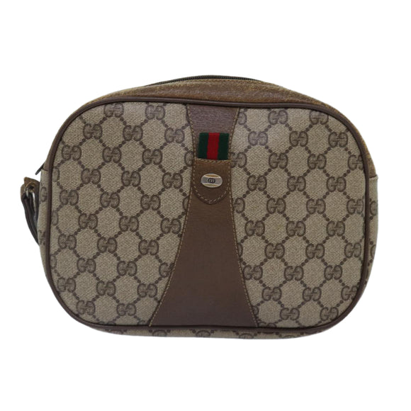 GUCCI GG Supreme Web Sherry Line Clutch Bag PVC Beige Red 89 01 034 Auth ti2044