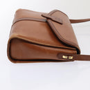 Burberrys Shoulder Bag Leather Brown Gold Auth ti2045-4