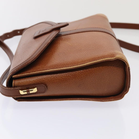 Burberrys Shoulder Bag Leather Brown Gold Auth ti2045