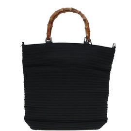 GUCCI Bamboo Shoulder Bag Nylon 2way Black 002 1998 0441 Auth ti2050 - 0