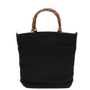 GUCCI Bamboo Shoulder Bag Nylon 2way Black 002 1998 0441 Auth ti2050-3