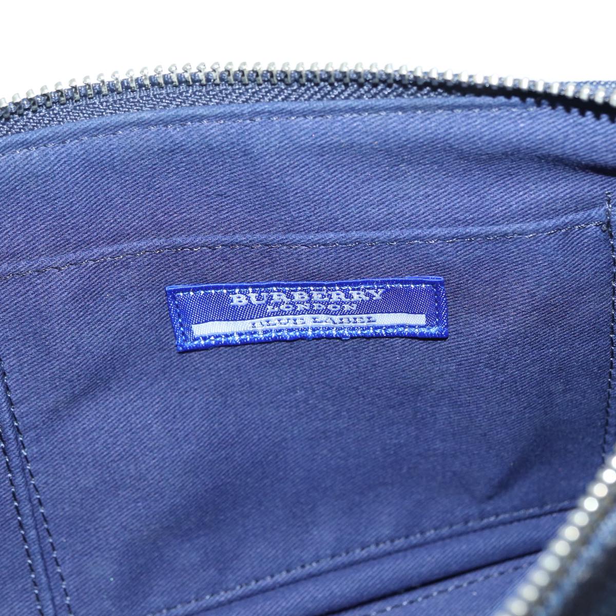 BURBERRY Blue Label Shoulder Bag Denim Navy Silver Auth ti2052