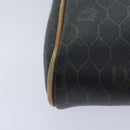 Christian Dior Honeycomb Canvas Clutch Bag PVC Leather Black Gold Auth ti2065-15