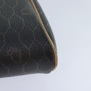Christian Dior Honeycomb Canvas Clutch Bag PVC Leather Black Gold Auth ti2065-16