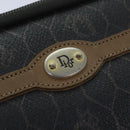 Christian Dior Honeycomb Canvas Clutch Bag PVC Leather Black Gold Auth ti2065-8