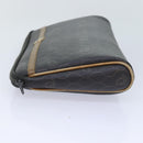 Christian Dior Honeycomb Canvas Clutch Bag PVC Leather Black Gold Auth ti2065-3