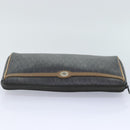 Christian Dior Honeycomb Canvas Clutch Bag PVC Leather Black Gold Auth ti2065-5