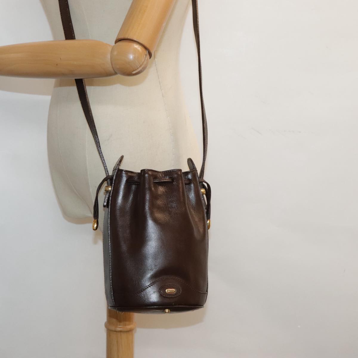 BALLY Shoulder Bag Leather Brown Auth ti2066