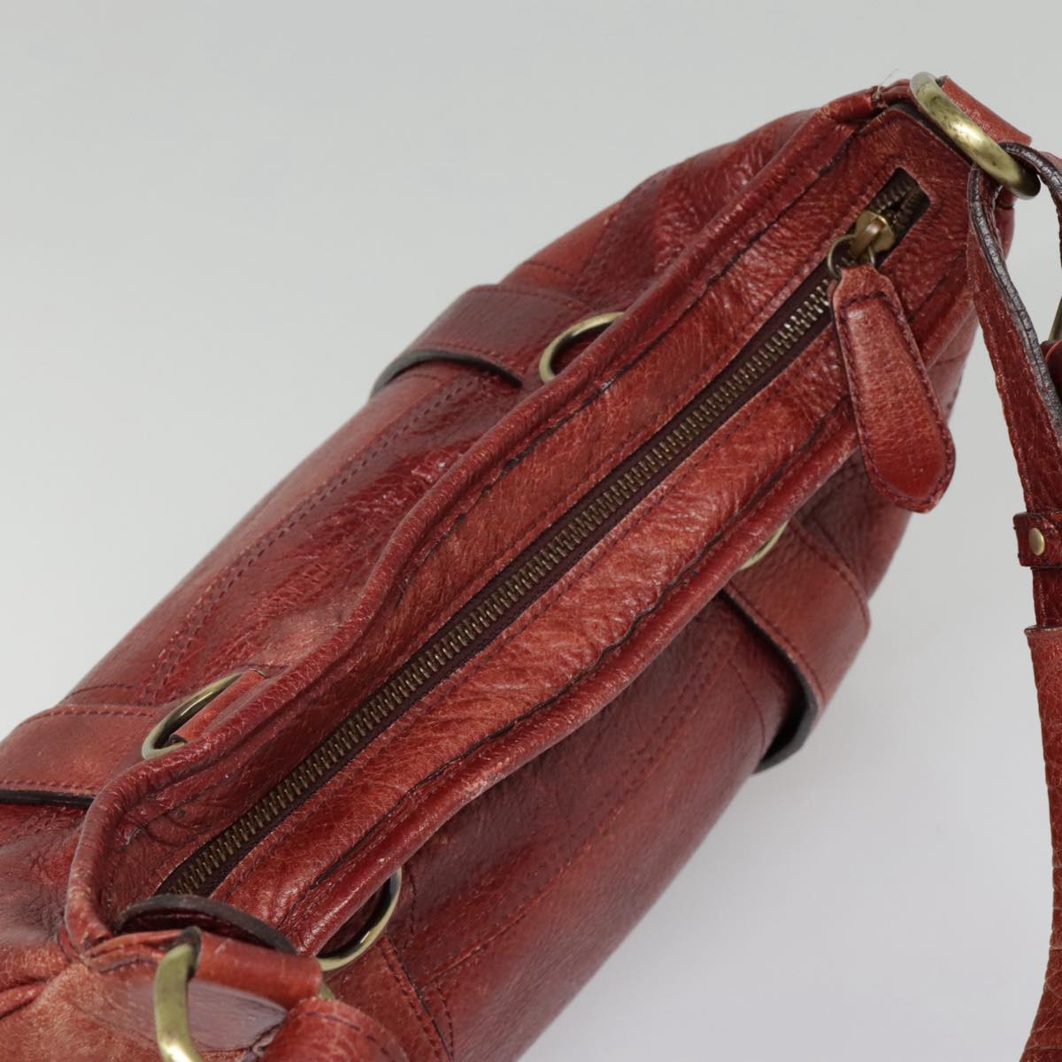 BURBERRY Shoulder Bag Leather Red Auth ti2068