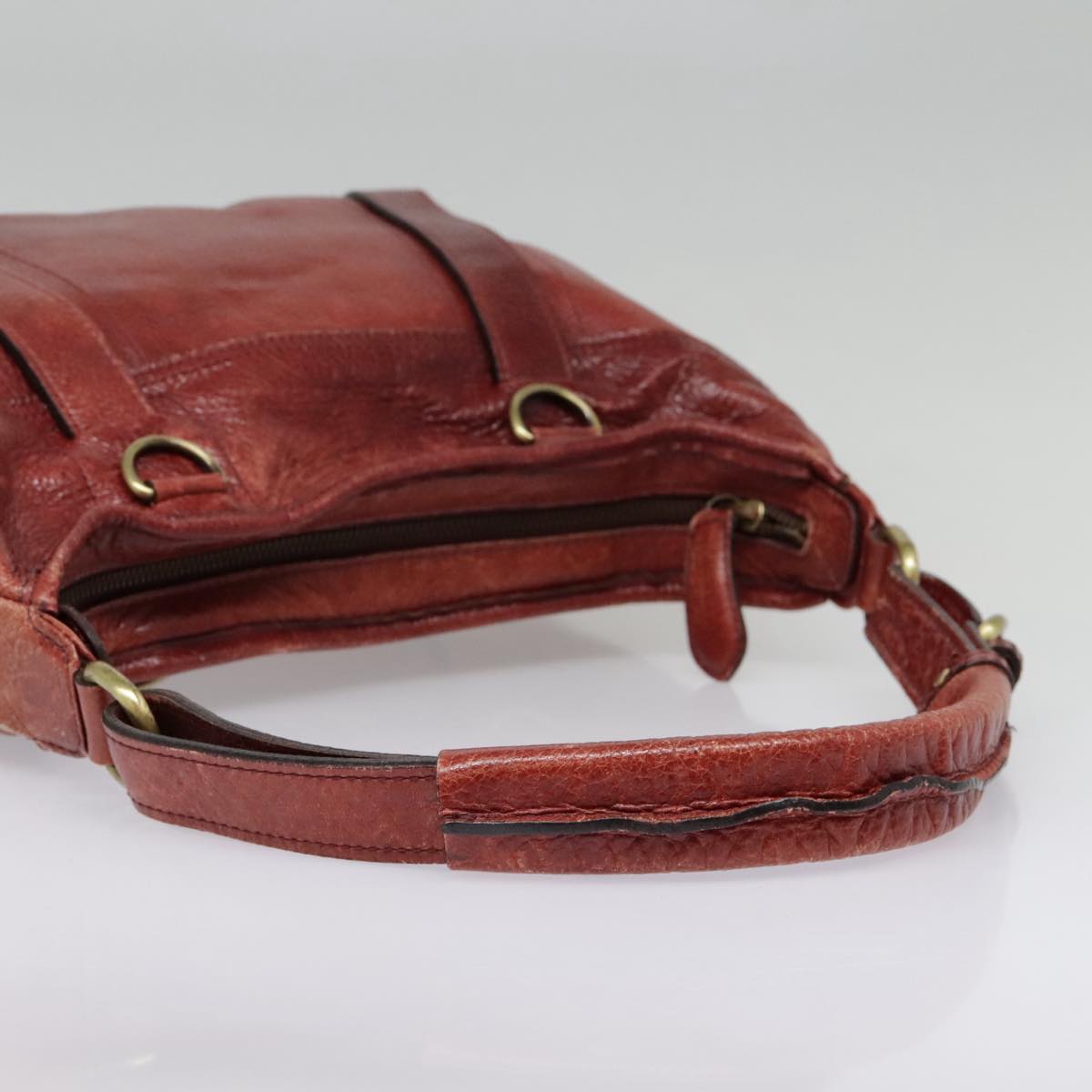 BURBERRY Shoulder Bag Leather Red Auth ti2068