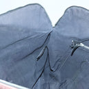 HERMES Hand Bag Canvas Wine Red Black Silver Auth ti2069-20