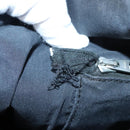 HERMES Hand Bag Canvas Wine Red Black Silver Auth ti2069-11