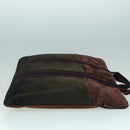 HERMES Hand Bag Canvas Wine Red Black Silver Auth ti2069-3