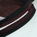 HERMES Hand Bag Canvas Wine Red Black Silver Auth ti2069-7