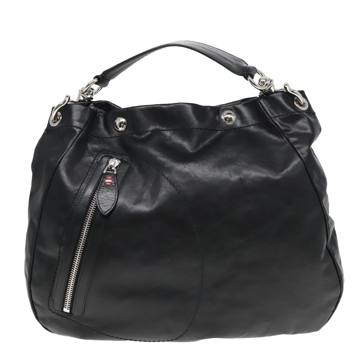 BALLY Shoulder Bag Leather 2way Black Auth ti2071 - 0