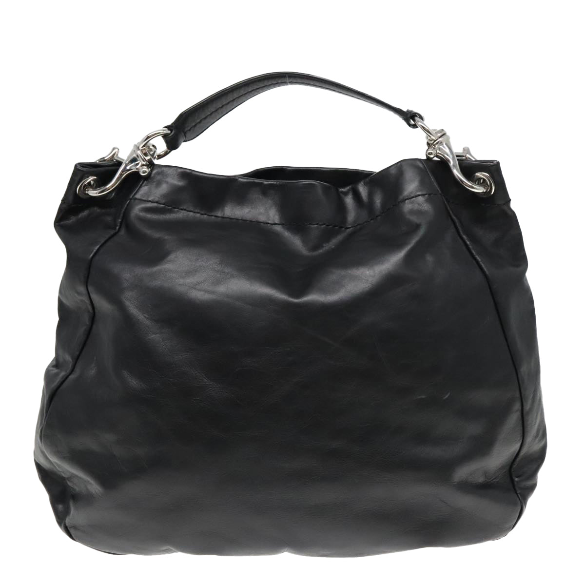 BALLY Shoulder Bag Leather 2way Black Auth ti2071