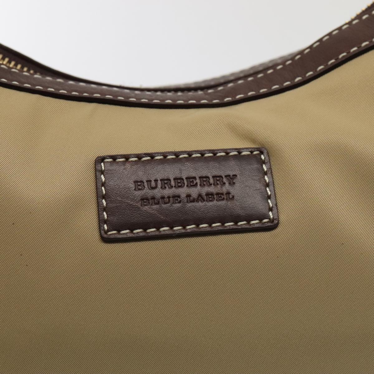 BURBERRY Blue Label Shoulder Bag Nylon 2way Beige Auth ti2076