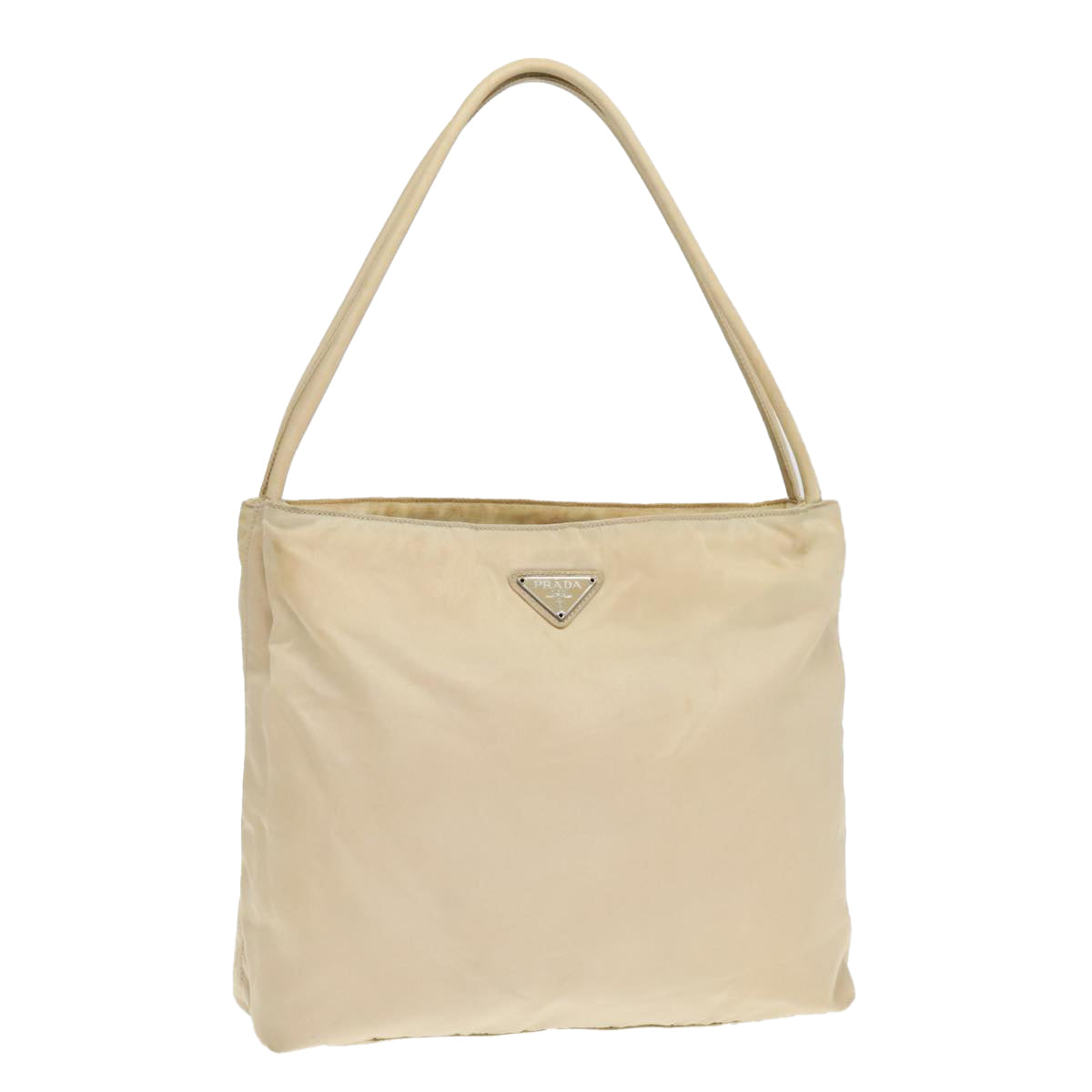 PRADA Tote Bag Nylon Beige Auth ti2077