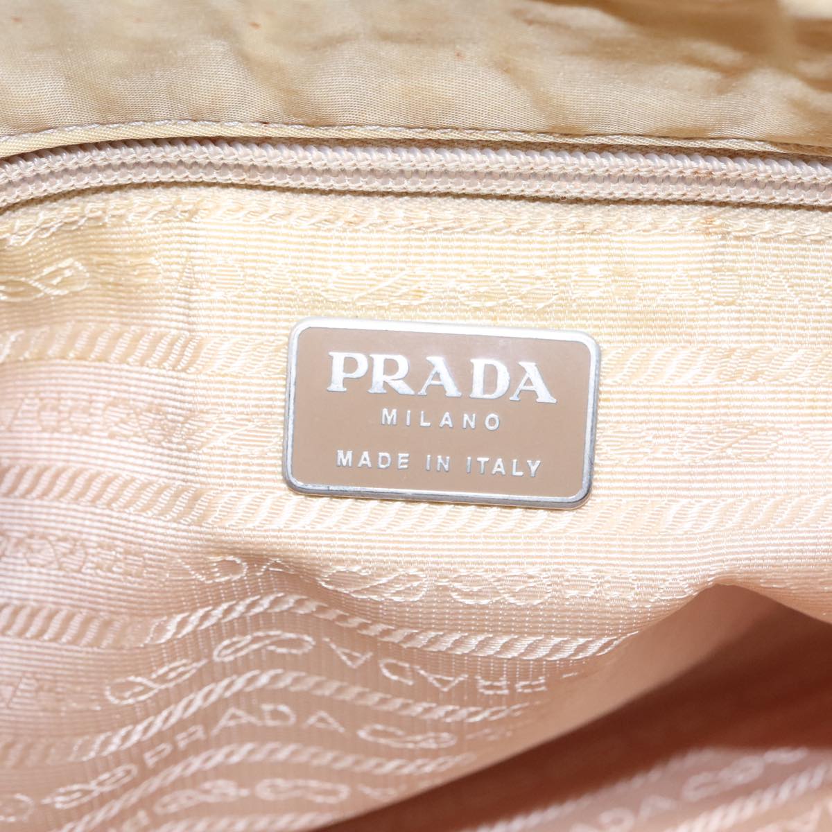 PRADA Tote Bag Nylon Beige Auth ti2077