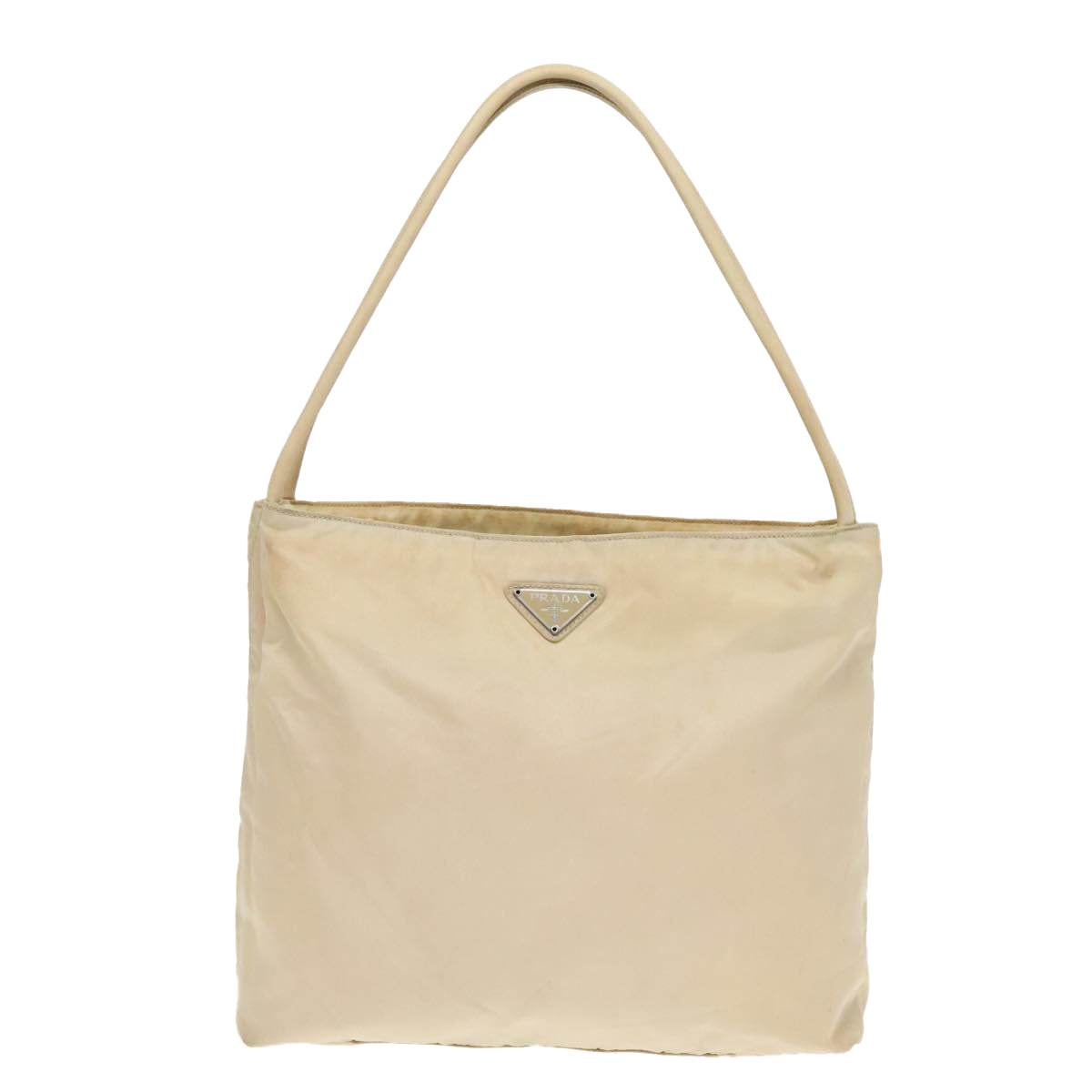 PRADA Tote Bag Nylon Beige Auth ti2077