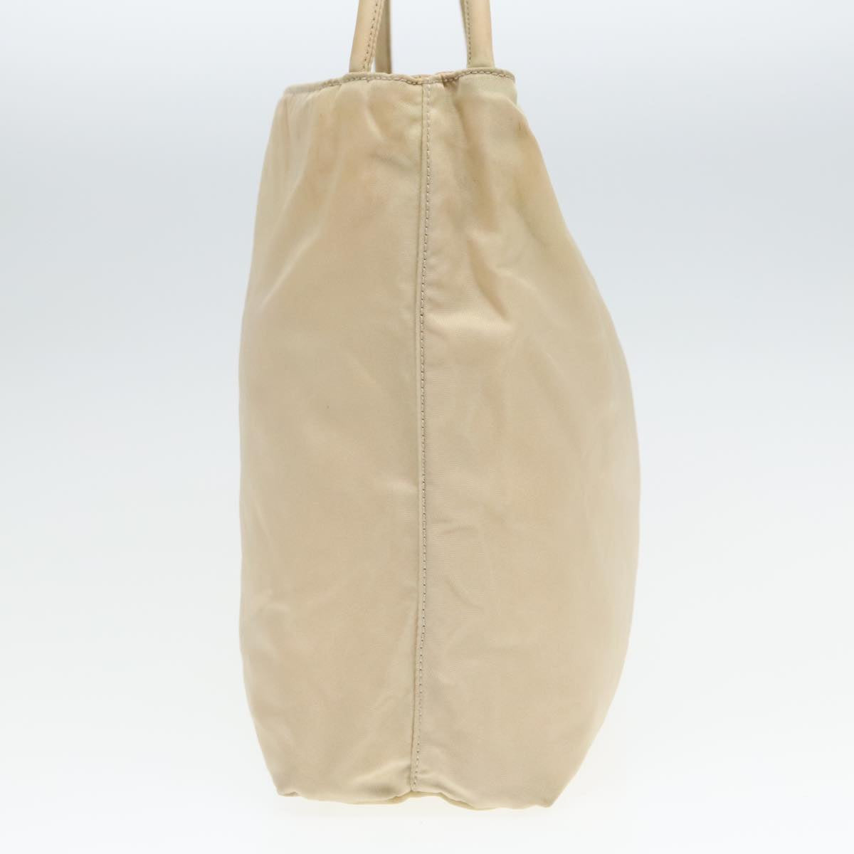 PRADA Tote Bag Nylon Beige Auth ti2077