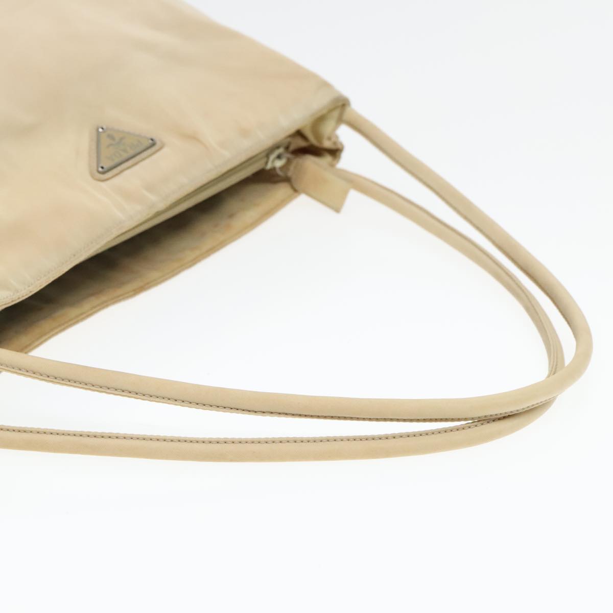 PRADA Tote Bag Nylon Beige Auth ti2077