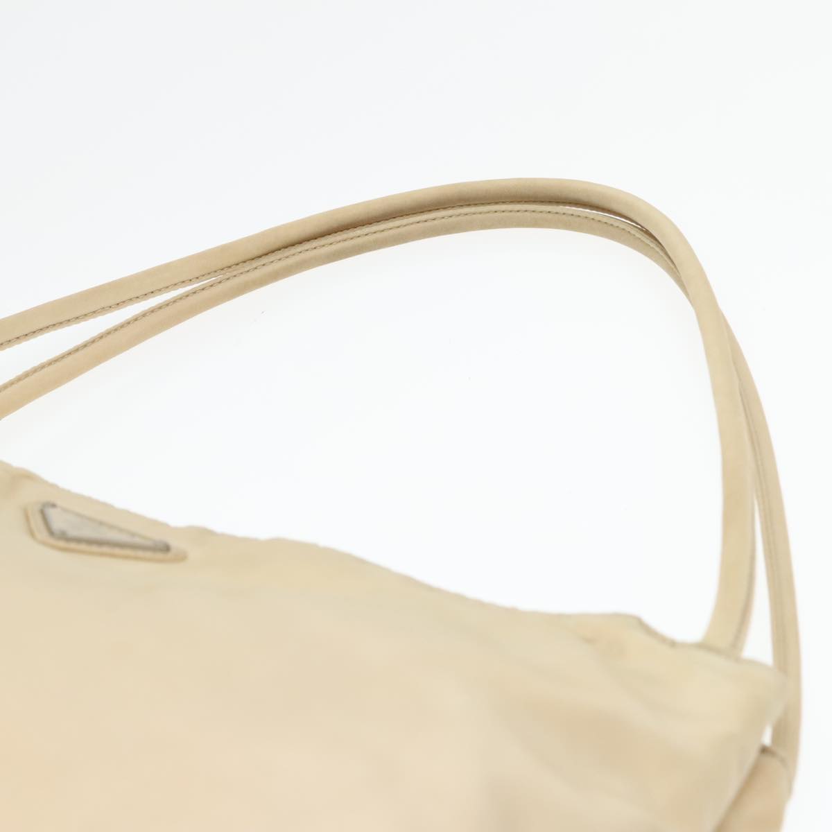 PRADA Tote Bag Nylon Beige Auth ti2077