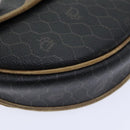 Christian Dior Honeycomb Canvas Shoulder Bag PVC Leather Black Gold Auth ti2079-15